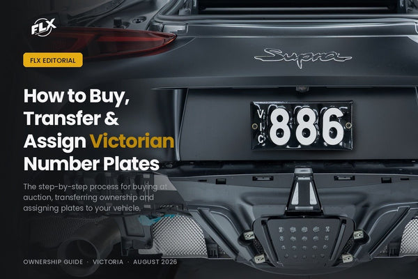 Toyota Supra rear badge with three-digit Victorian heritage plate 886