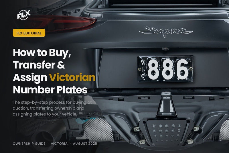 Toyota Supra rear badge with three-digit Victorian heritage plate 886