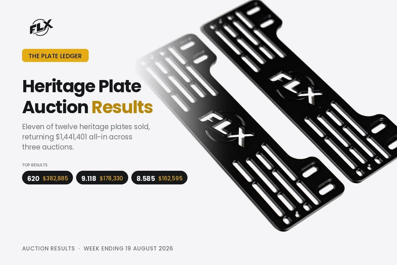 Heritage plate auction results cover for week ending 19 August, top plate 620 sold $382,885