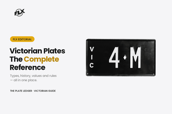 Victorian number plate reference guide cover graphic with plate VIC 4-M