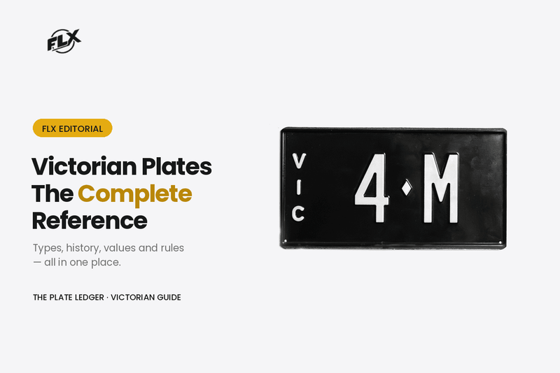 Victorian number plate reference guide cover graphic with plate VIC 4-M